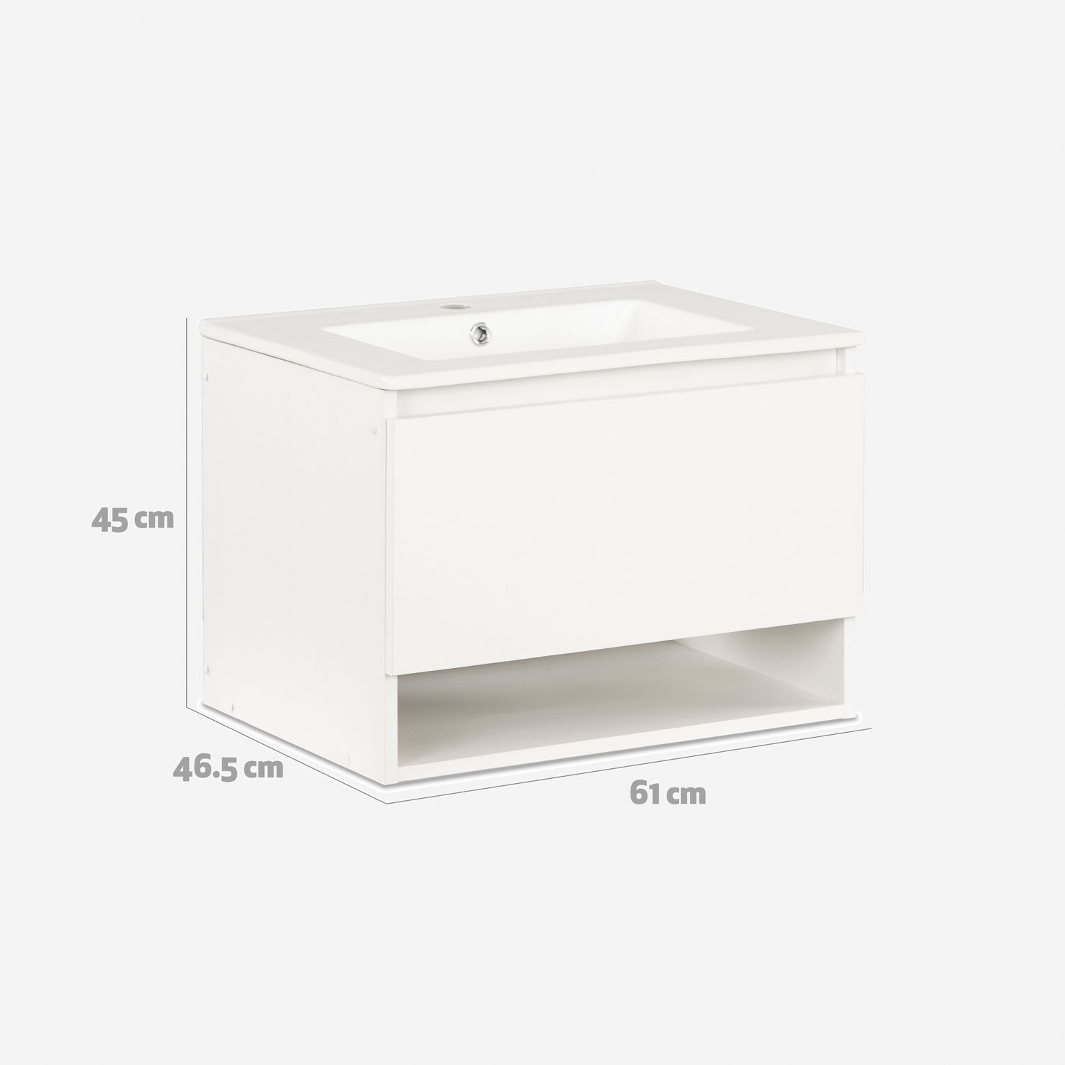 Vanitorio Flotante 1 Caj&oacute;n M&oacute;naco Blanco 60 Cm.