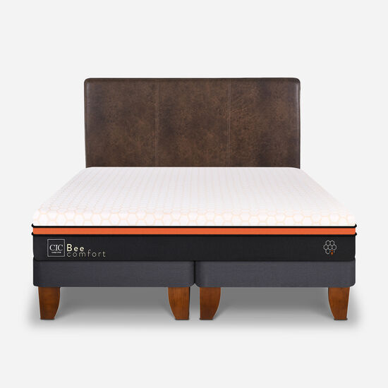 Cama Europea 2 Plazas Bee Comfort + Respaldo Baker