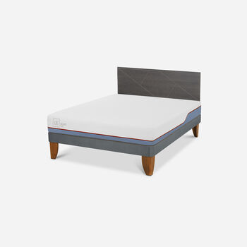 Cama Europea 2 Plazas Excellence Base Normal + Respaldo Villarrica Gris