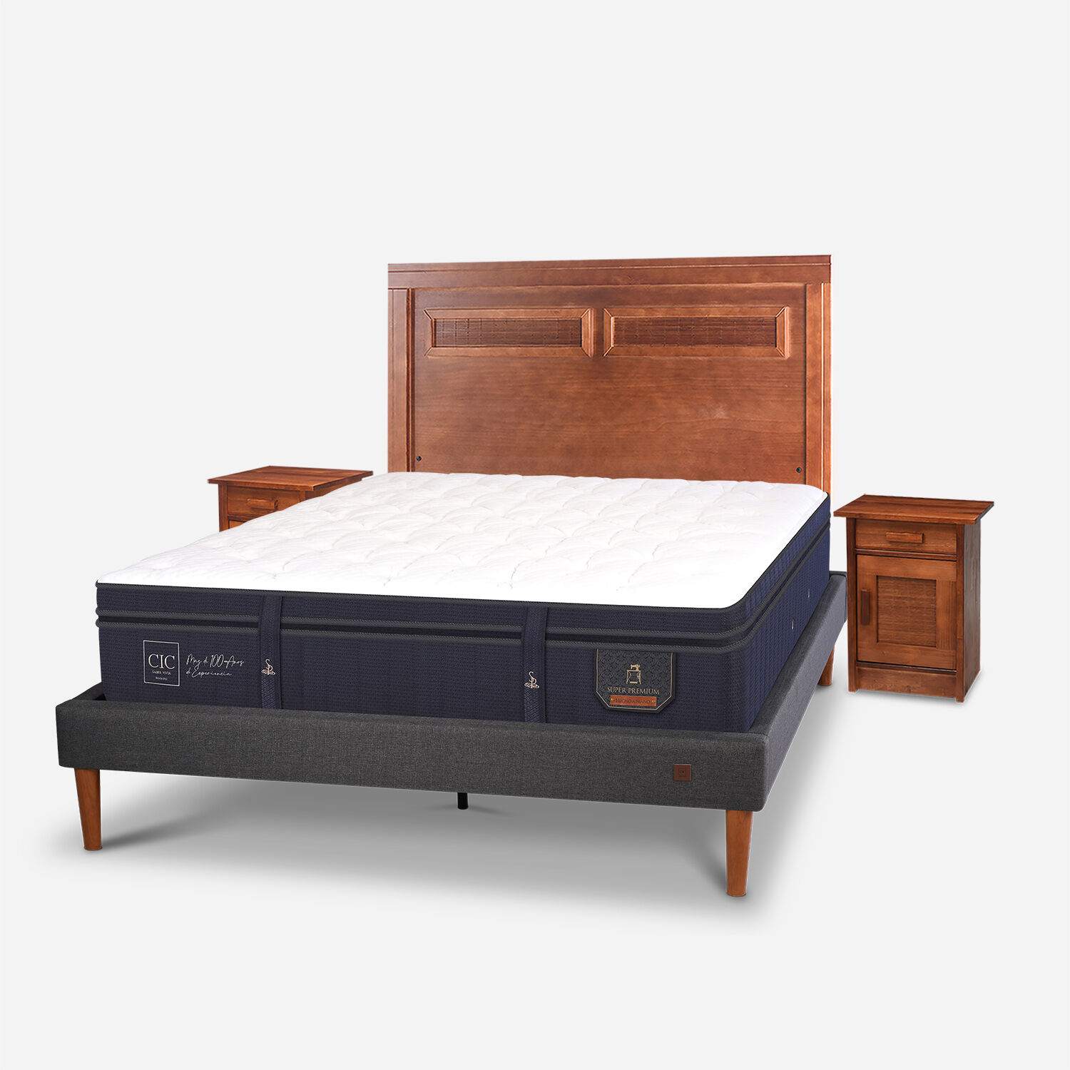 Cama Europea Curve 2 Plazas Super Premium + Set Milán