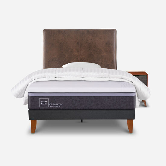 Cama Europea Curve 1.5 Plazas Ortopedic Advance + Set Baker + Almohada + Plumón