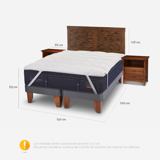 Cama Europea 2 Plazas Base Dividida Super Premium + Set Antique + Topper