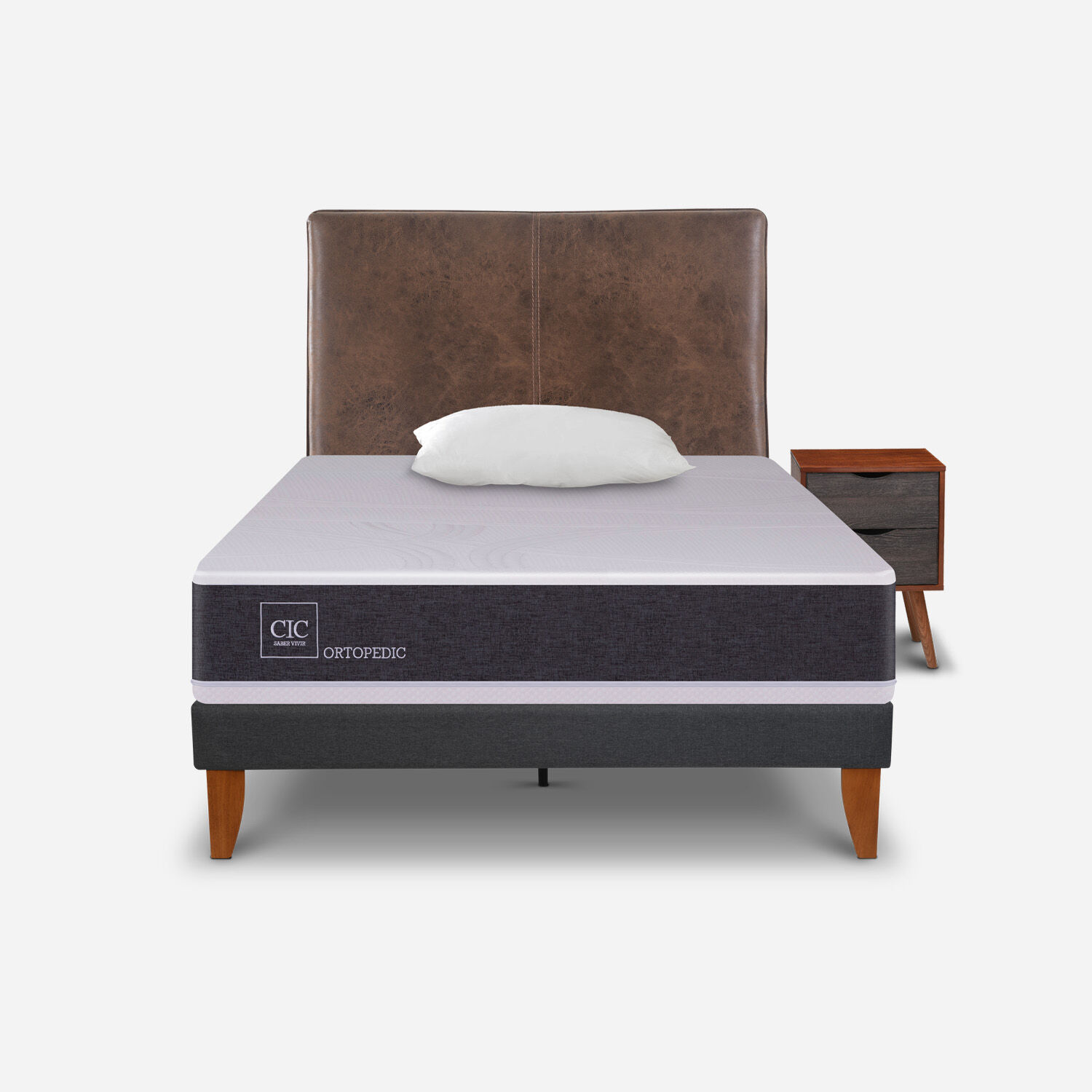 Cama Europea Curve 1,5 Plazas Ortopedic + Set Baker + Almohada