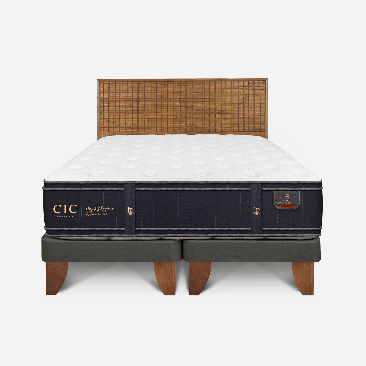 Cama Europea 2 Plazas Grand Premium Base Dividida + Respaldo Adria