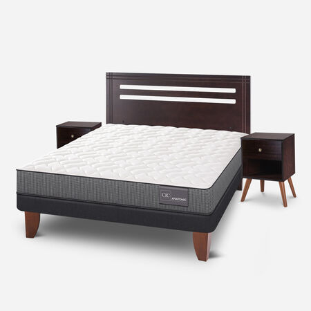 Cama Europea 2 Plazas Anatomic Base Normal + Set M&uacute;nich Chocolate