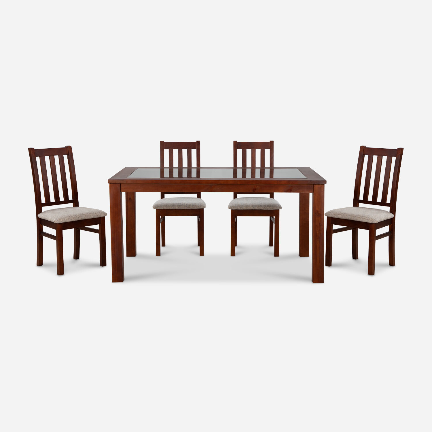 Comedor de Vidrio 6 Sillas Ñuble Caramelo - Beige