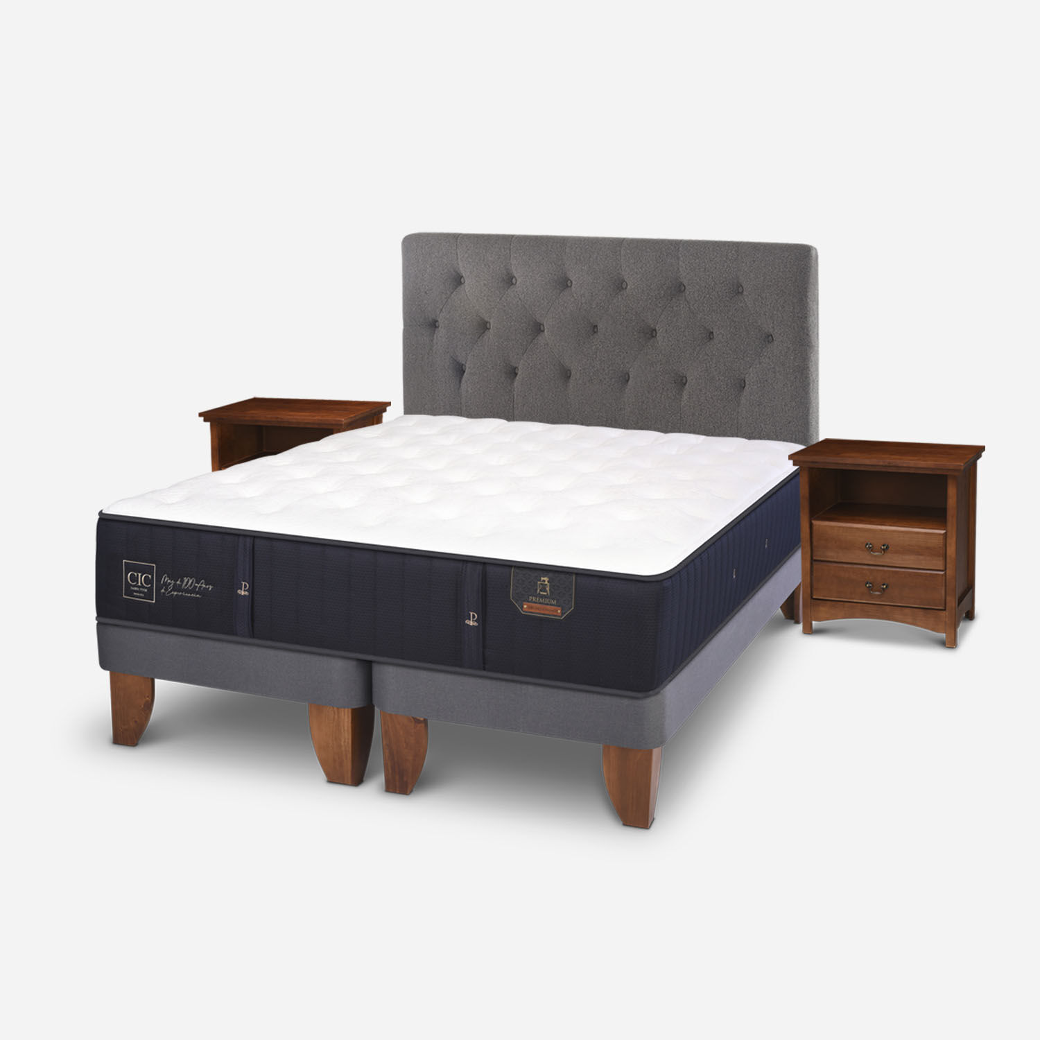 Cama Europea 2 Plazas Premium Base Dividida + Set Kavery