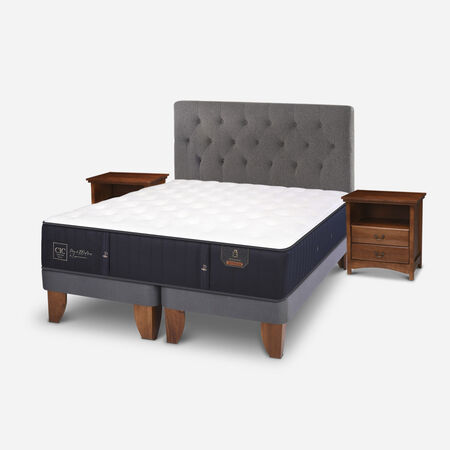 Cama Europea 2 Plazas Premium Base Dividida + Set Kavery