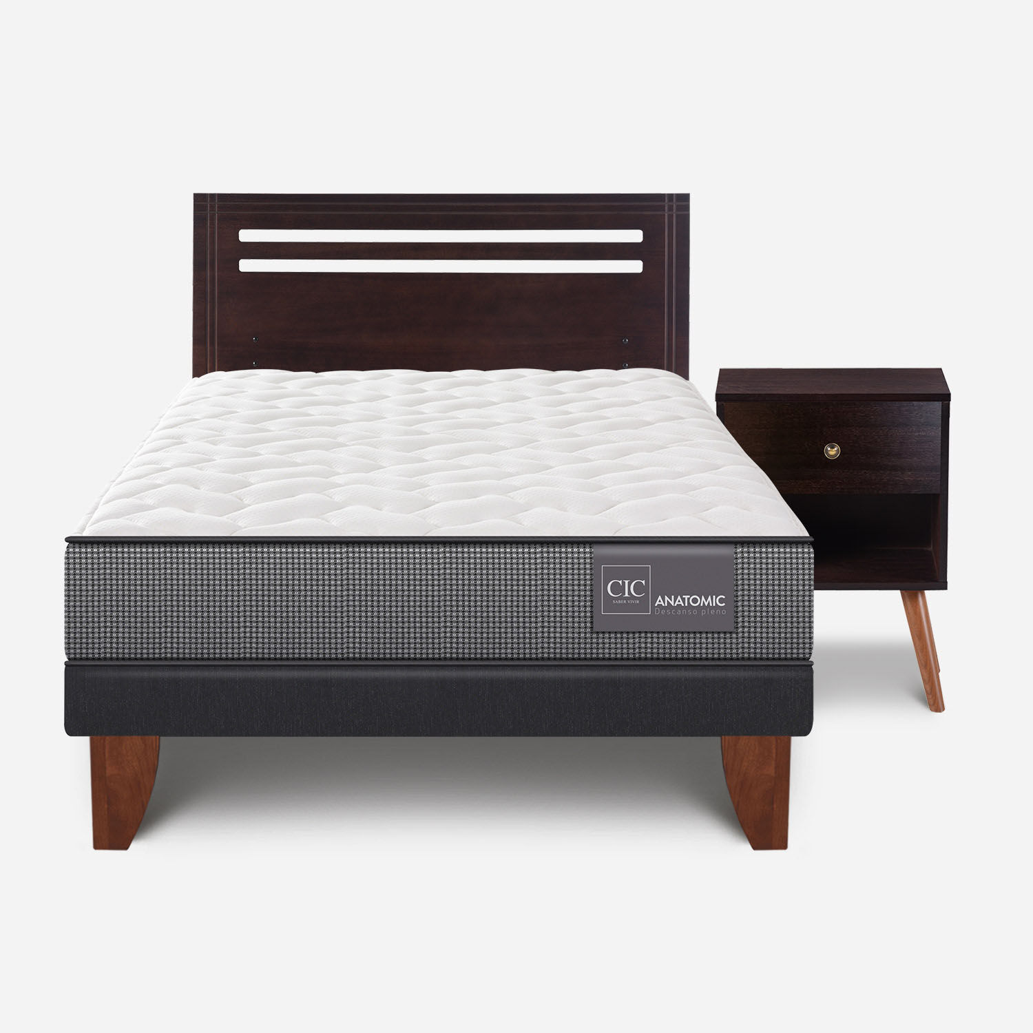 Cama Europea 1,5 Plazas Anatomic + Set M&uacute;nich Chocolate