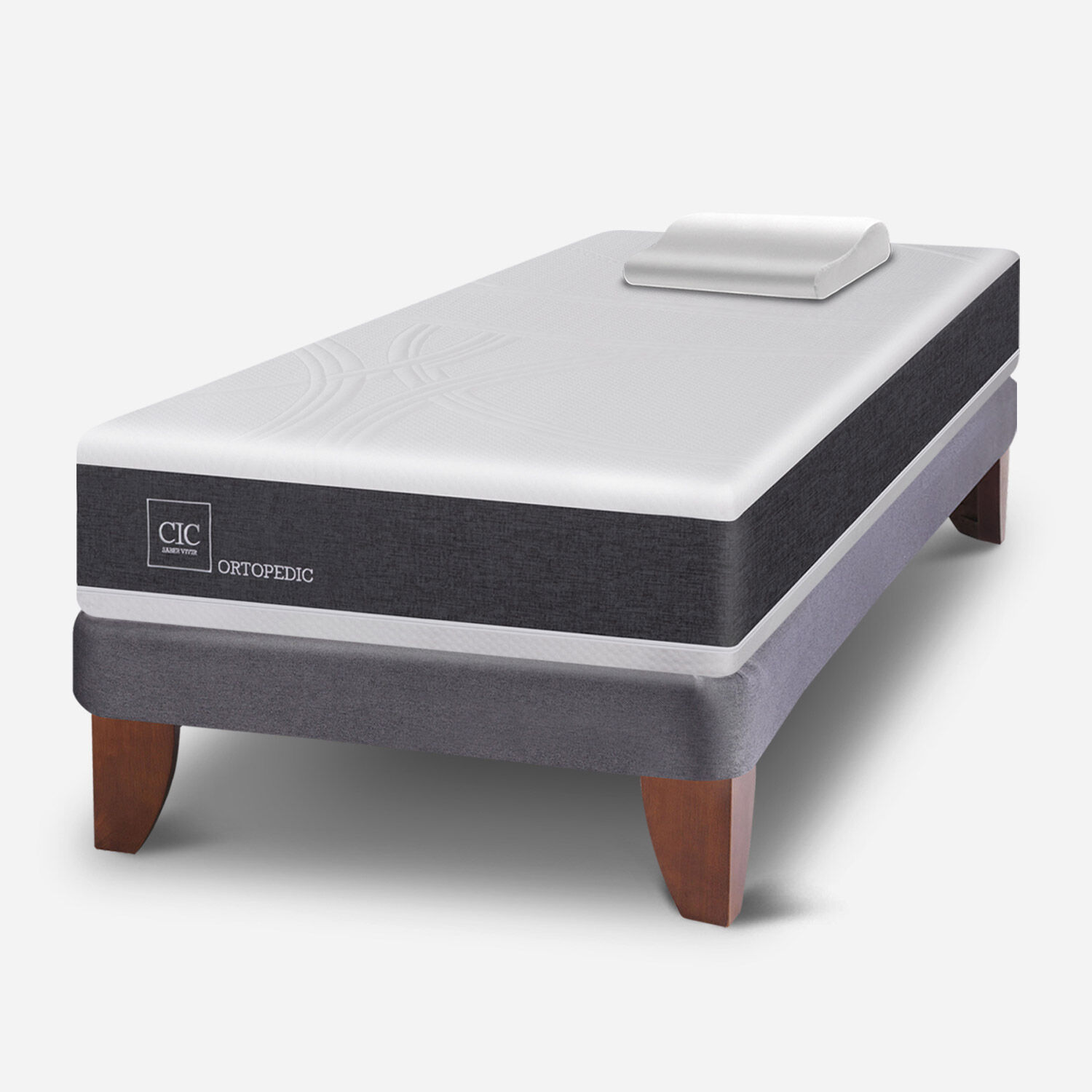 Cama Europea 1 Plaza Ortopedic + Almohada Viscoelástica