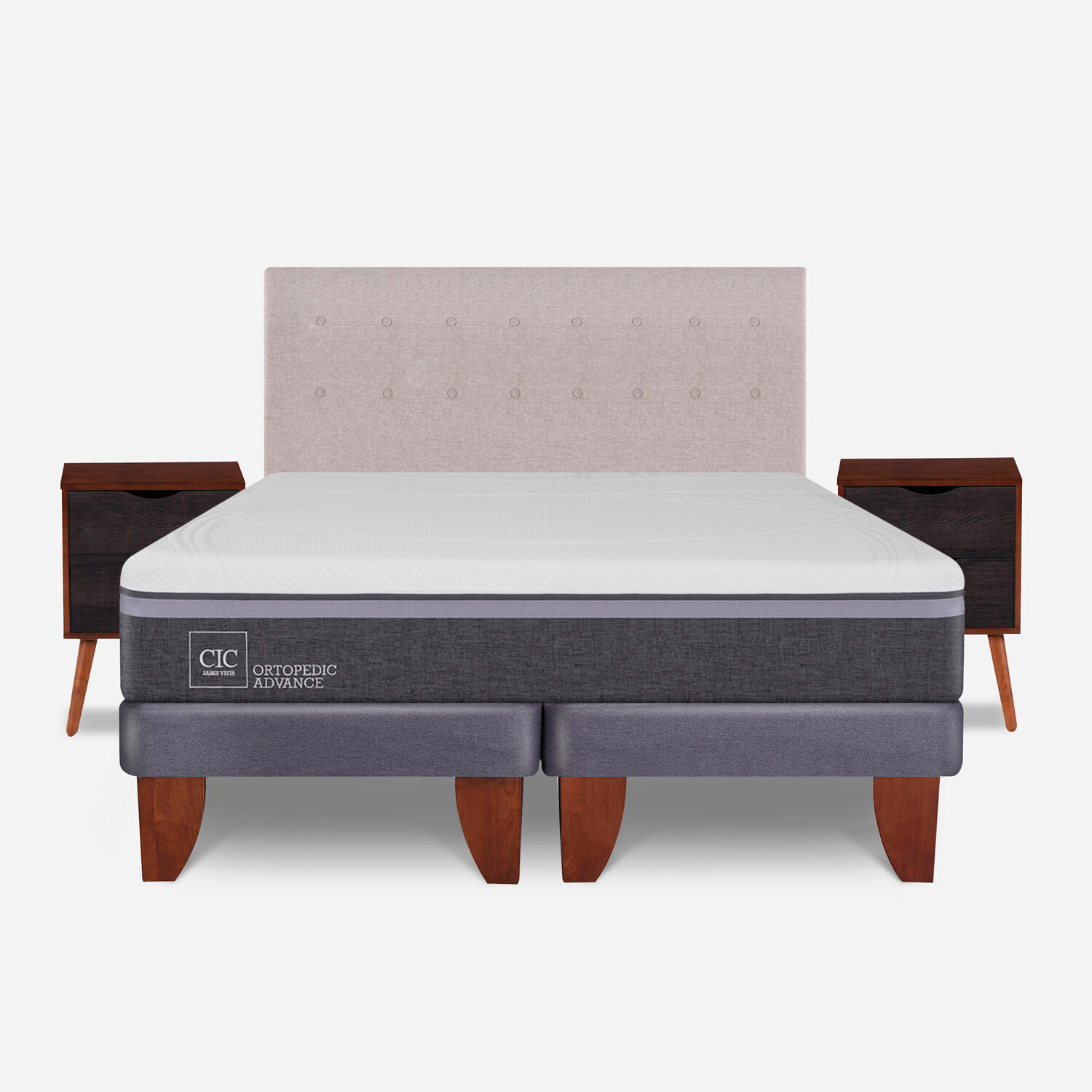 Cama Europea King Ortopedic Advance + Set Tigris