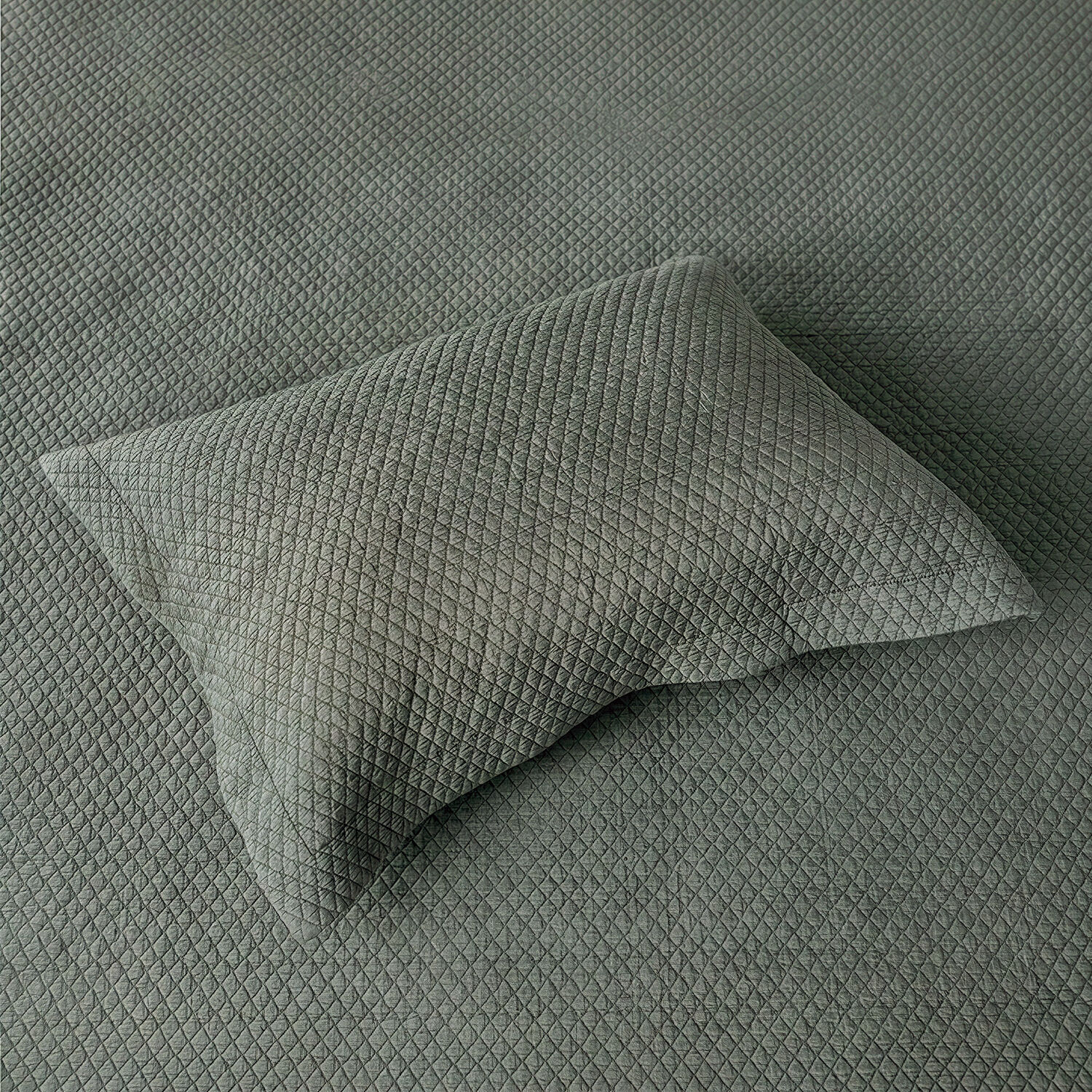 Quilt Single Microfibra Stonewash Verde Humo