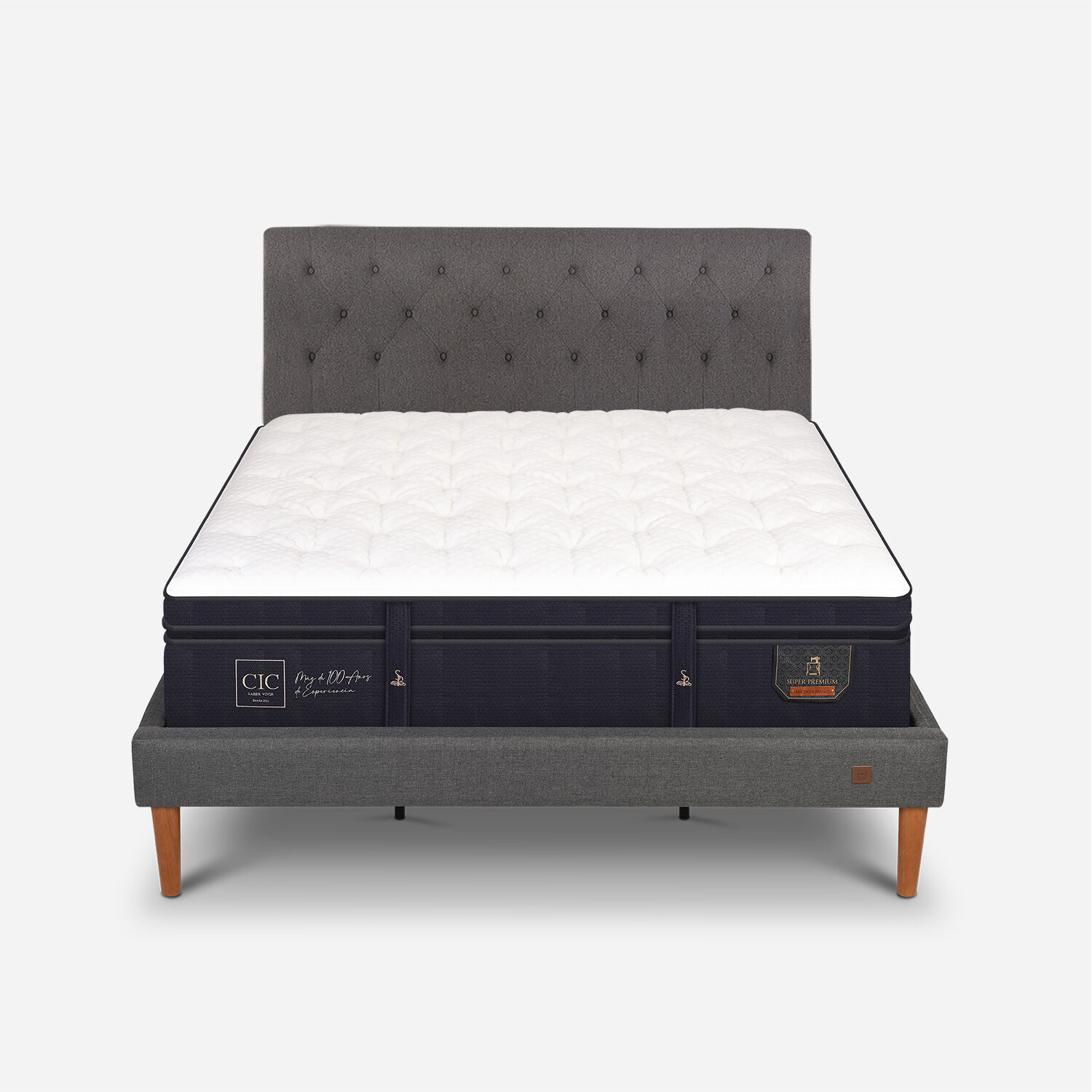 Cama Europea Curve King Super Premium + Respaldo Kavery