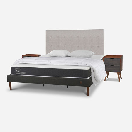 Cama Europea Curve King Ortopedic + Set Tigris + Almohadas + Plum&oacute;n