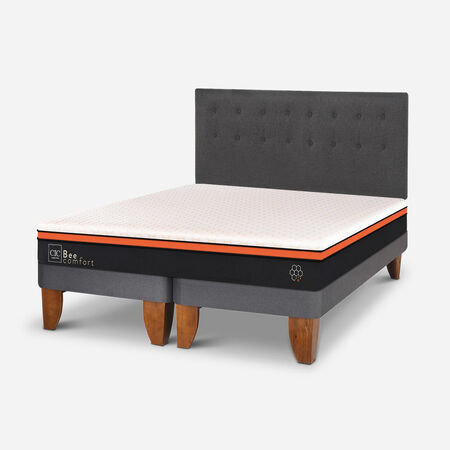 Cama Europea King Bee Comfort + Respaldo &Eacute;ufrates