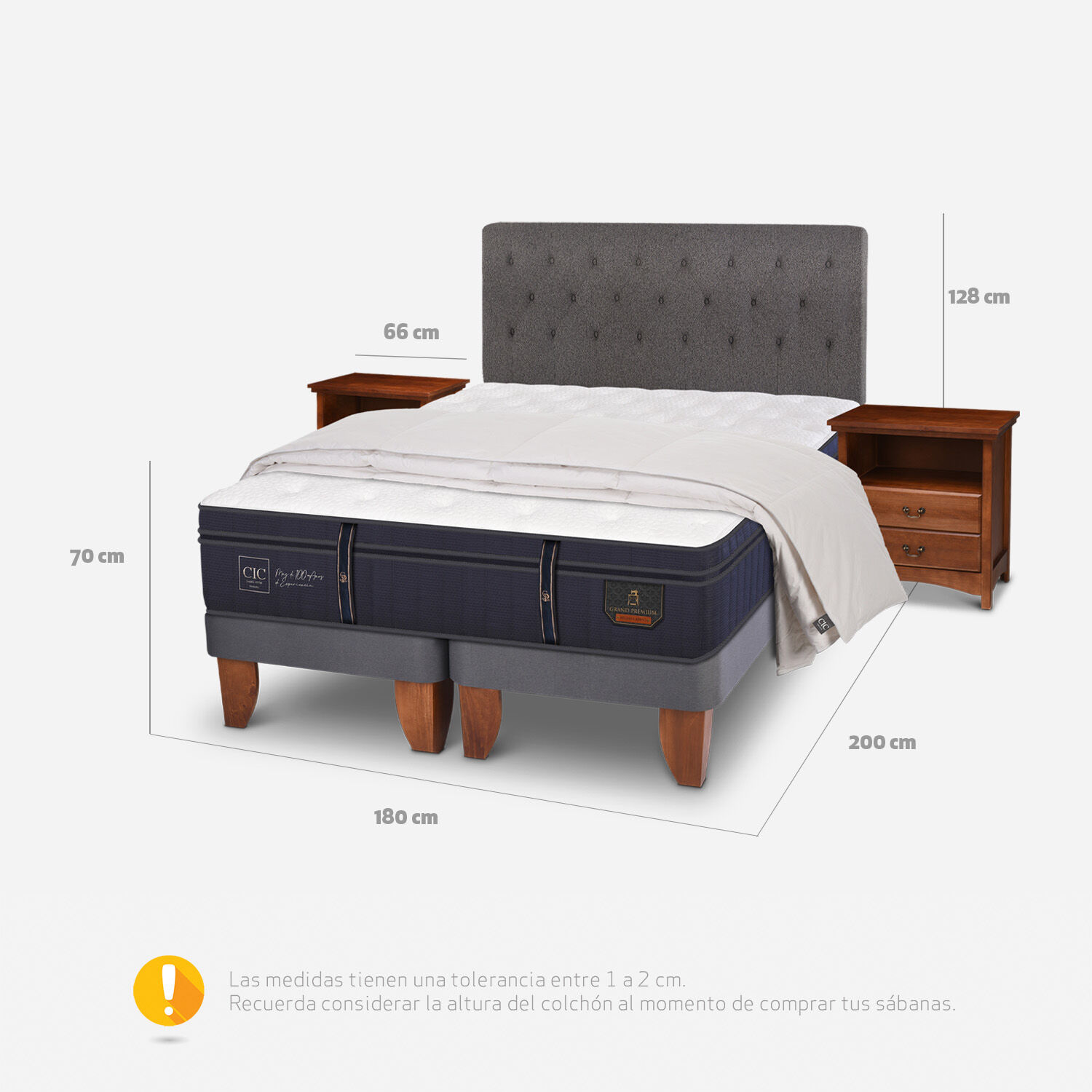Cama Europea King Grand Premium + Set Kavery + Plum&oacute;n 100% Pluma de Ganso
