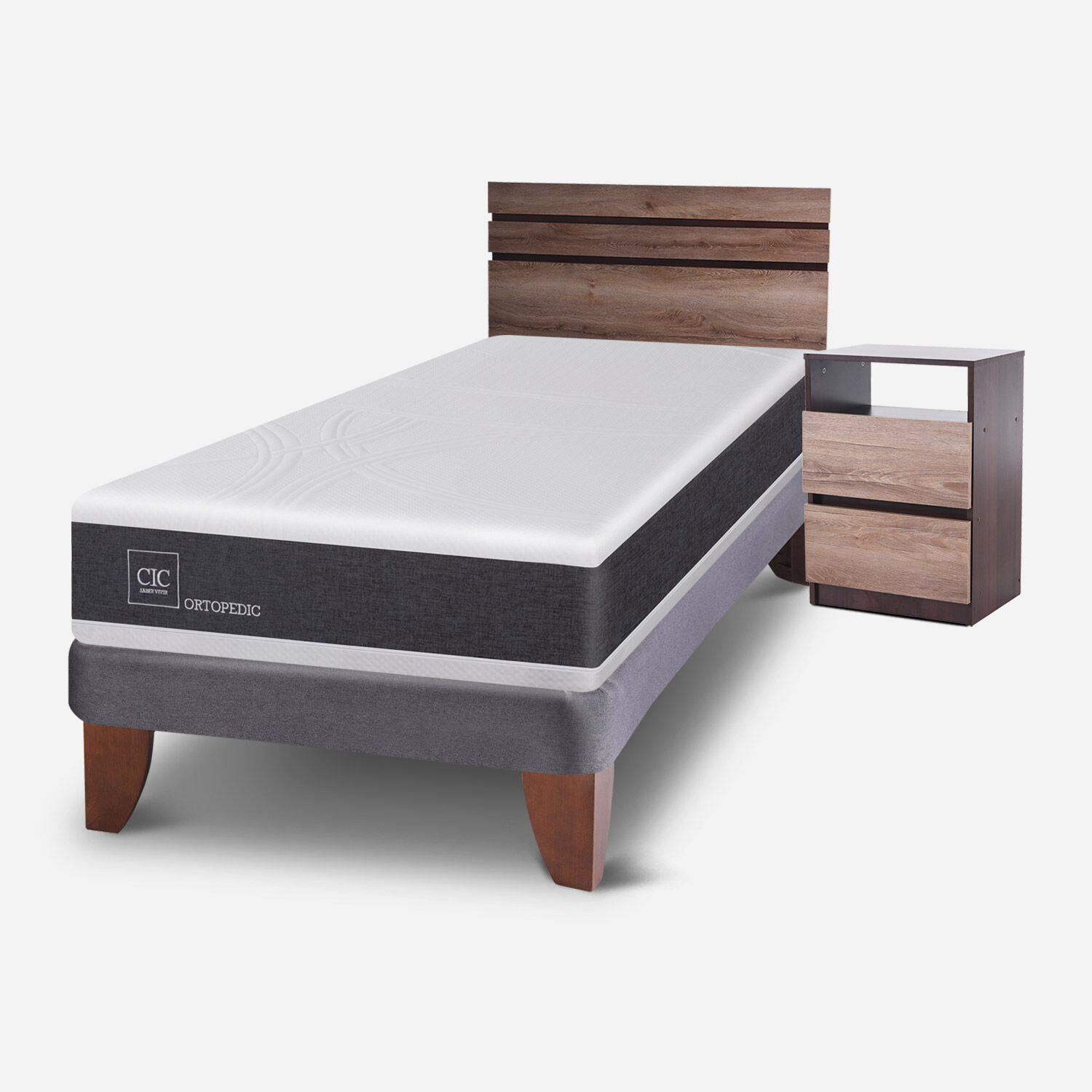 Cama Europea 1,5 Plazas Ortopedic + Set Ares