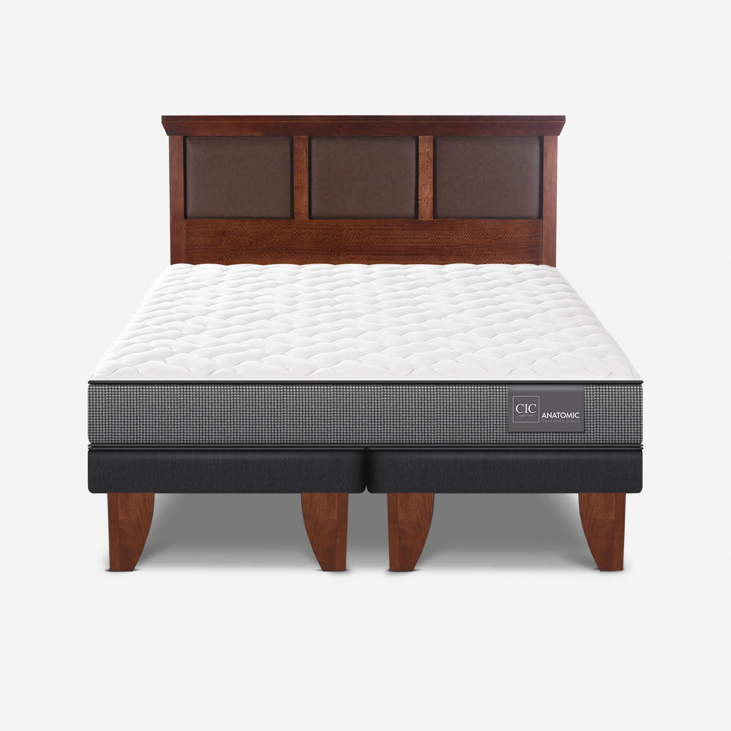 Cama Europea King Anatomic + Respaldo Torino Caramel