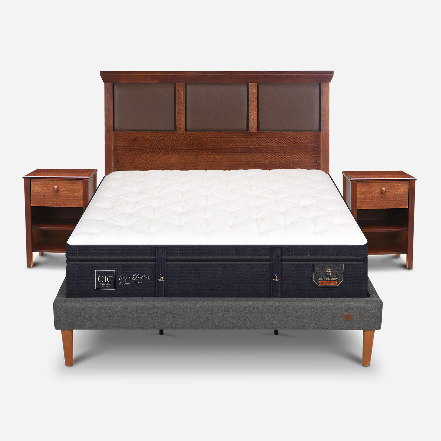 Cama Europea Curve King Super Premium + Set Torino Caramel