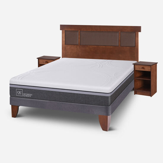 Cama Europea 2 Plazas Ortopedic Advance Base Normal + Set Dublín Caramel