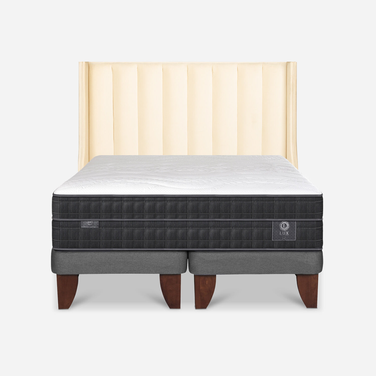 Cama Europea 2 Plazas Lux Base Dividida + Respaldo Panaro