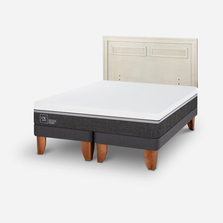 Cama Europea 2 Plazas Ortopedic Advance Base Dividida + Respaldo Milán Alpino