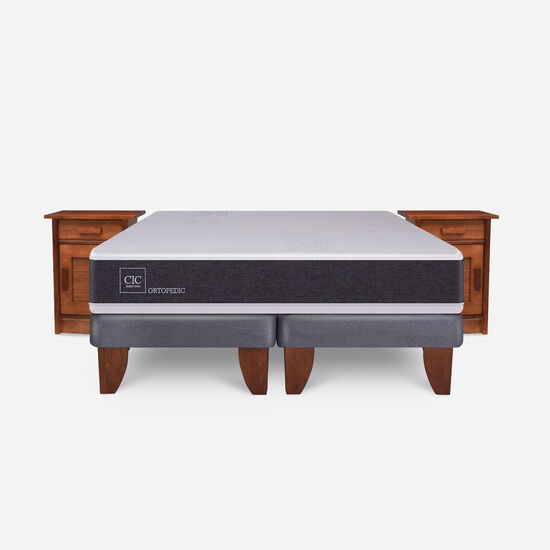 Cama Europea 2 Plazas Base Dividida Ortopedic + Veladores Milán