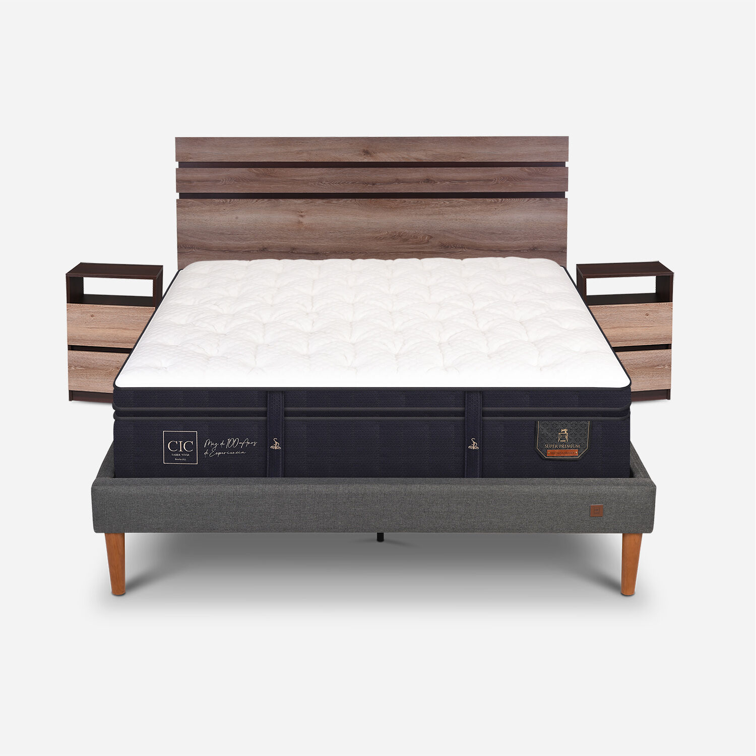 Cama Europea Curve 2 Plazas Super Premium + Set Ares