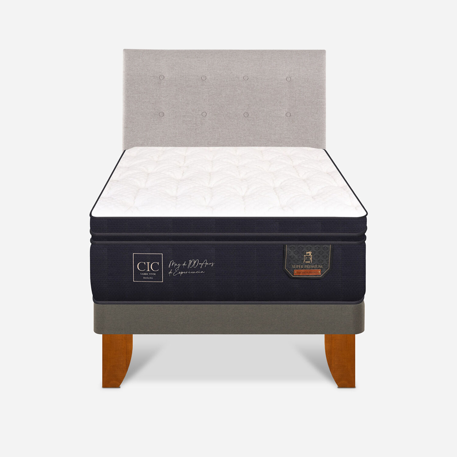 Cama Europea Super Premium 1,5P Respaldo Tigris