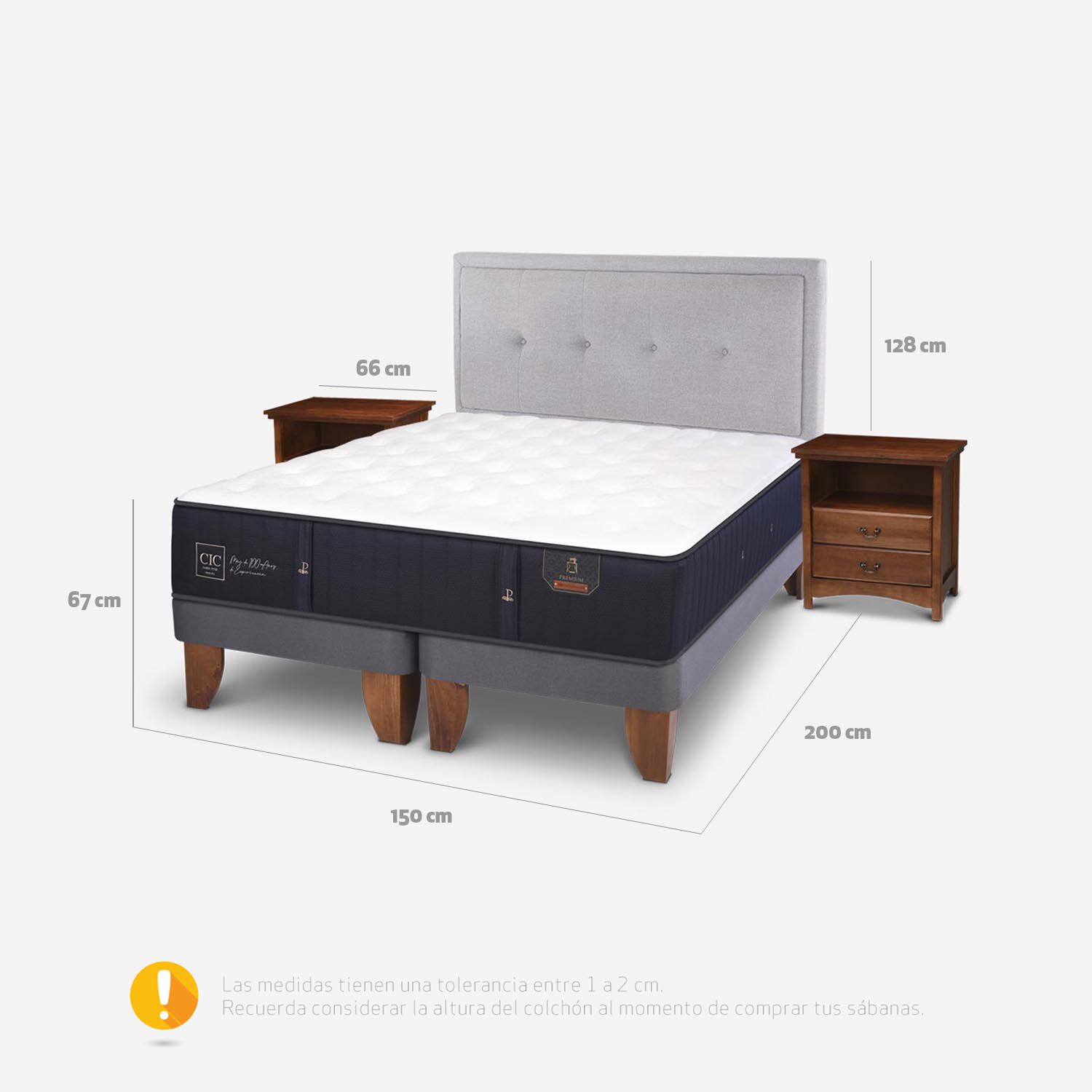 Cama Europea 2 Plazas Premium Base Dividida + Set Ganges