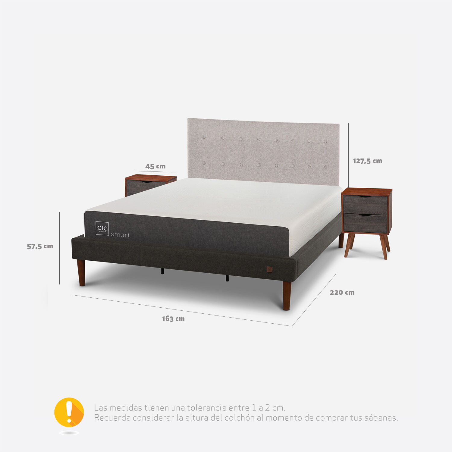 Cama Europea Curve King Smart + Set Tigris