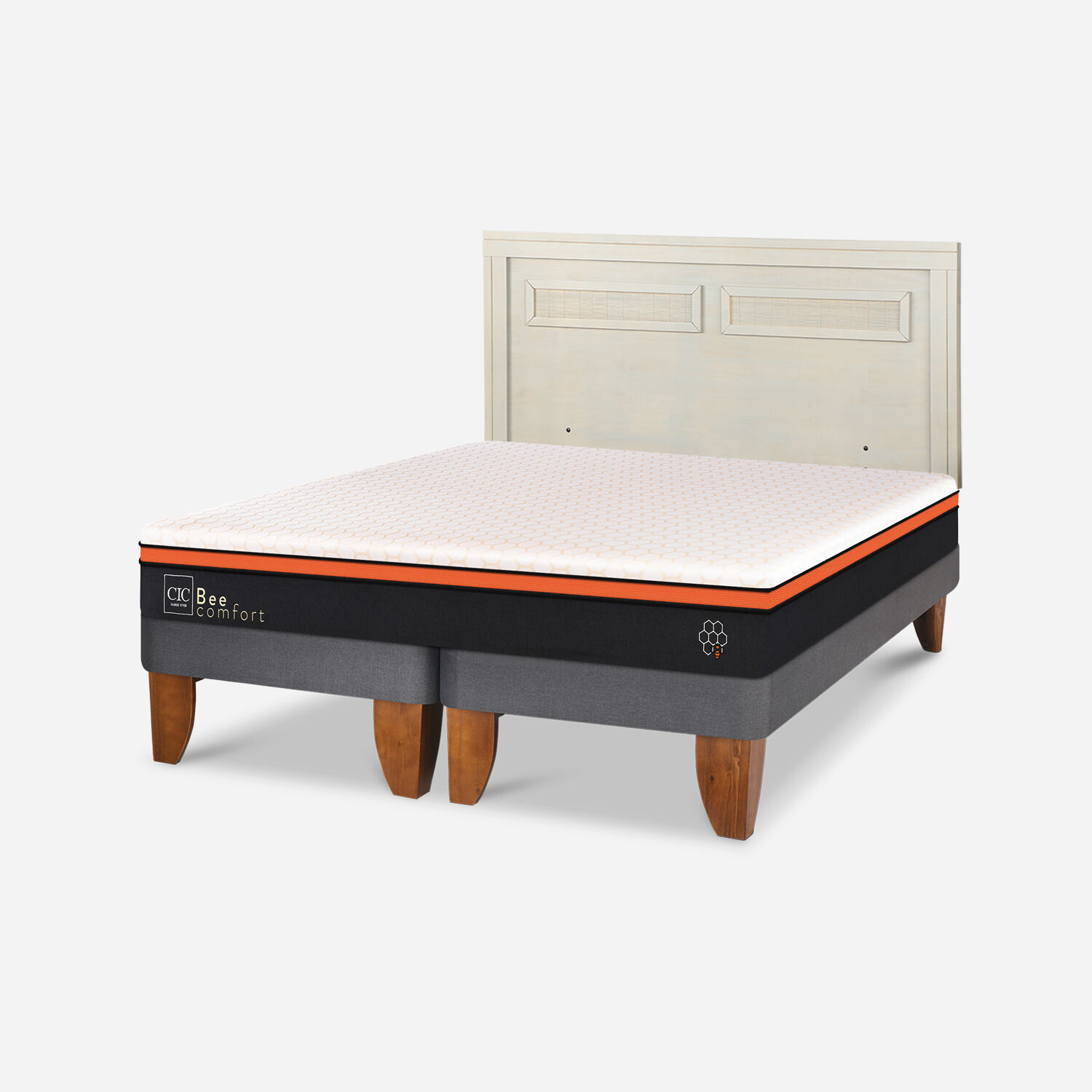 Cama Europea King Bee Comfort + Respaldo Milán Alpino