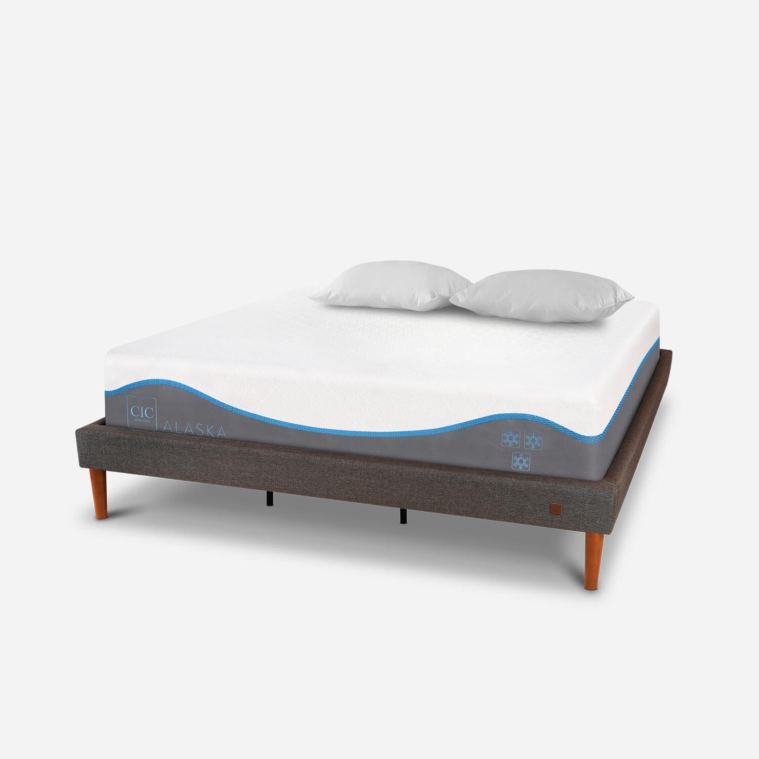 Cama Europea Curve King Alaska + Almohadas