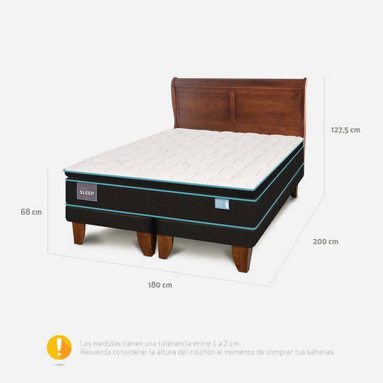 Cama Europea King Green Sleep + Respaldo Miró