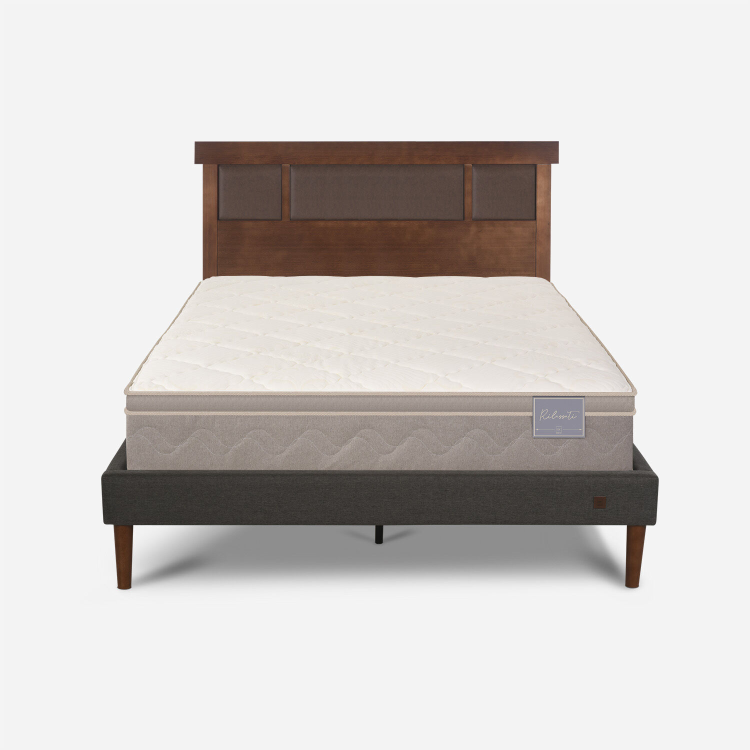 Cama Europea Curve 2 Plazas Rilassati + Respaldo Dubl&iacute;n Caramel