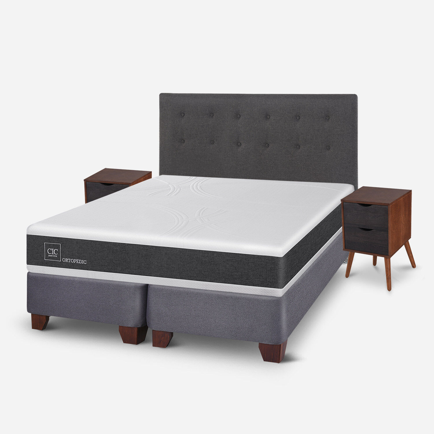 Box Spring 2 Plazas Ortopedic Base Dividida + Set &Eacute;ufrates