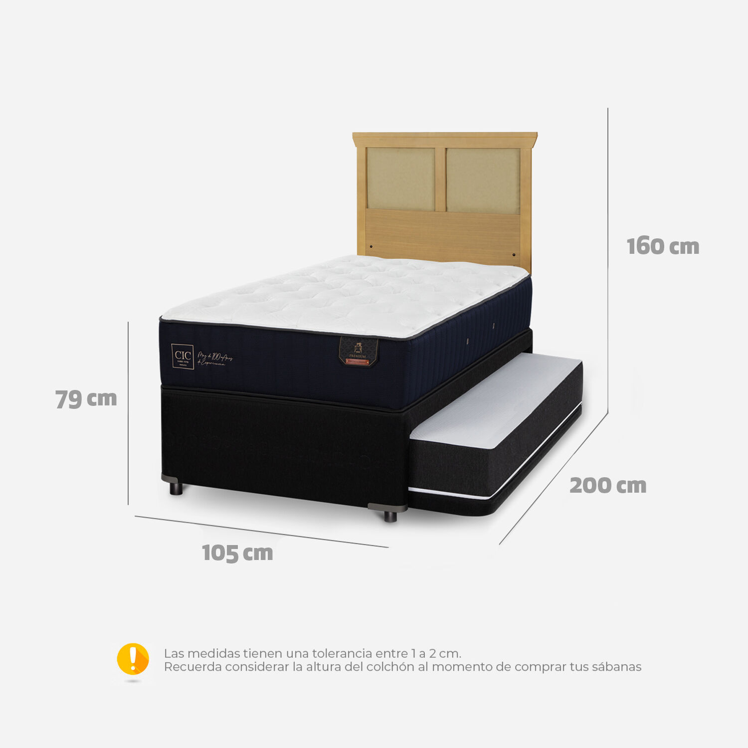 Cama Nido Diván Premium + Respaldo Torino Mostaza