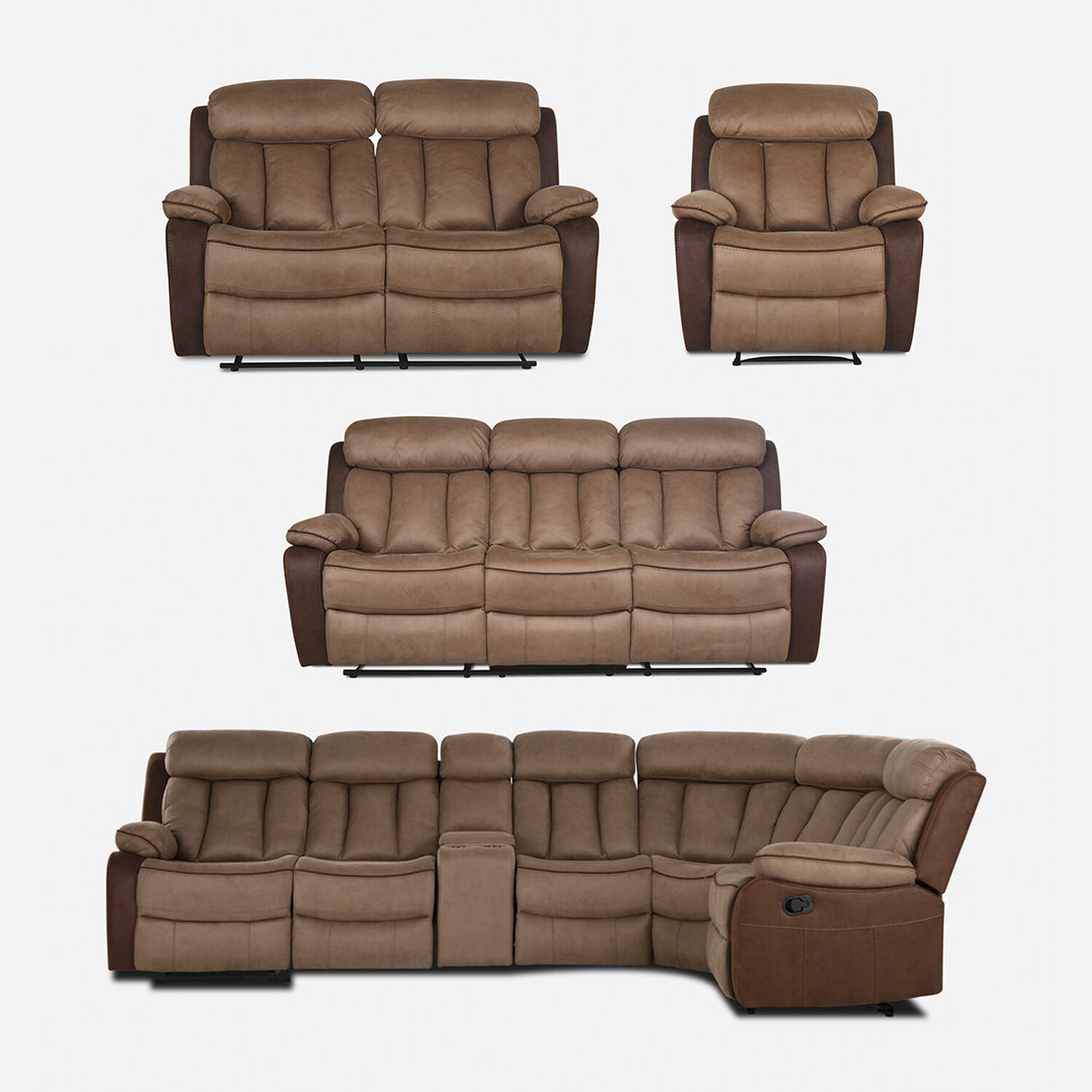 Juego reclinables Moka 3 2 1 cuerpos y Seccional