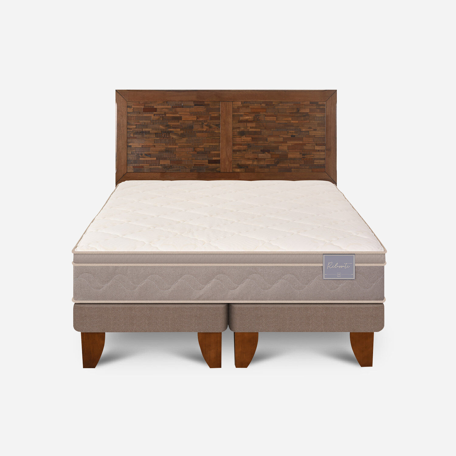 Cama Europea 2 Plazas Rilassati Base Dividida + Respaldo Antique