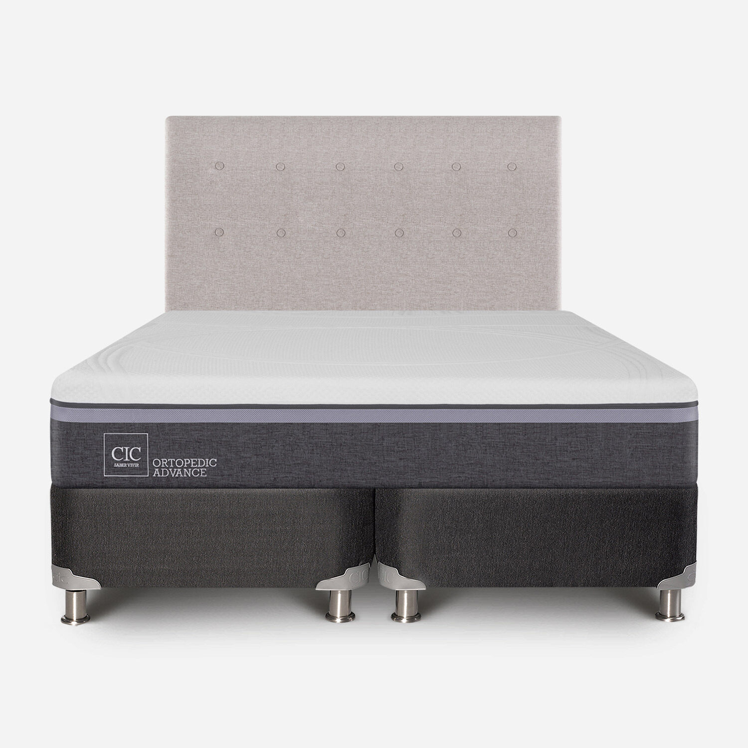 Box Spring 2 Plazas Ortopedic Advance Base Dividida 5 Zonas + Respaldo Tigris