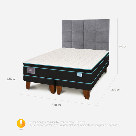 Cama Europea King Green Sleep + Respaldo Támesis