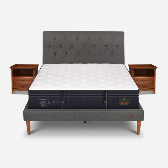 Cama Europea Curve 2 Plazas Grand Premium + Set Kavery