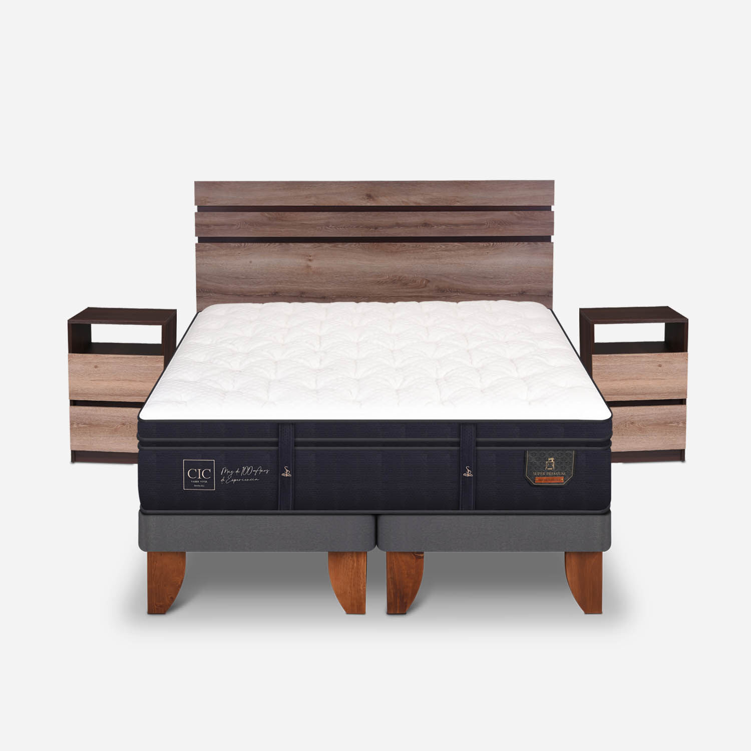 Cama Europea 2 Plazas Super Premium Base Dividida + Set Ares