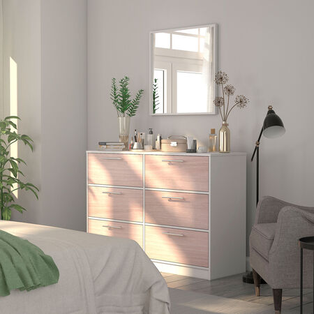 C&oacute;moda 6 Cajones Acacia Arena Blanco