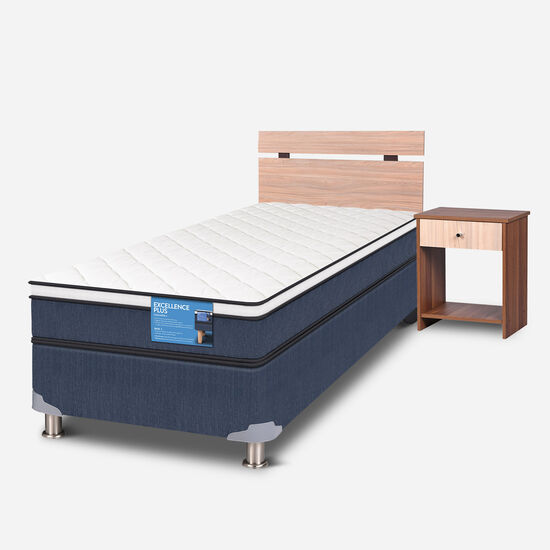 Cama Americana 1.5 Plazas Excellence Plus + Set Olmo