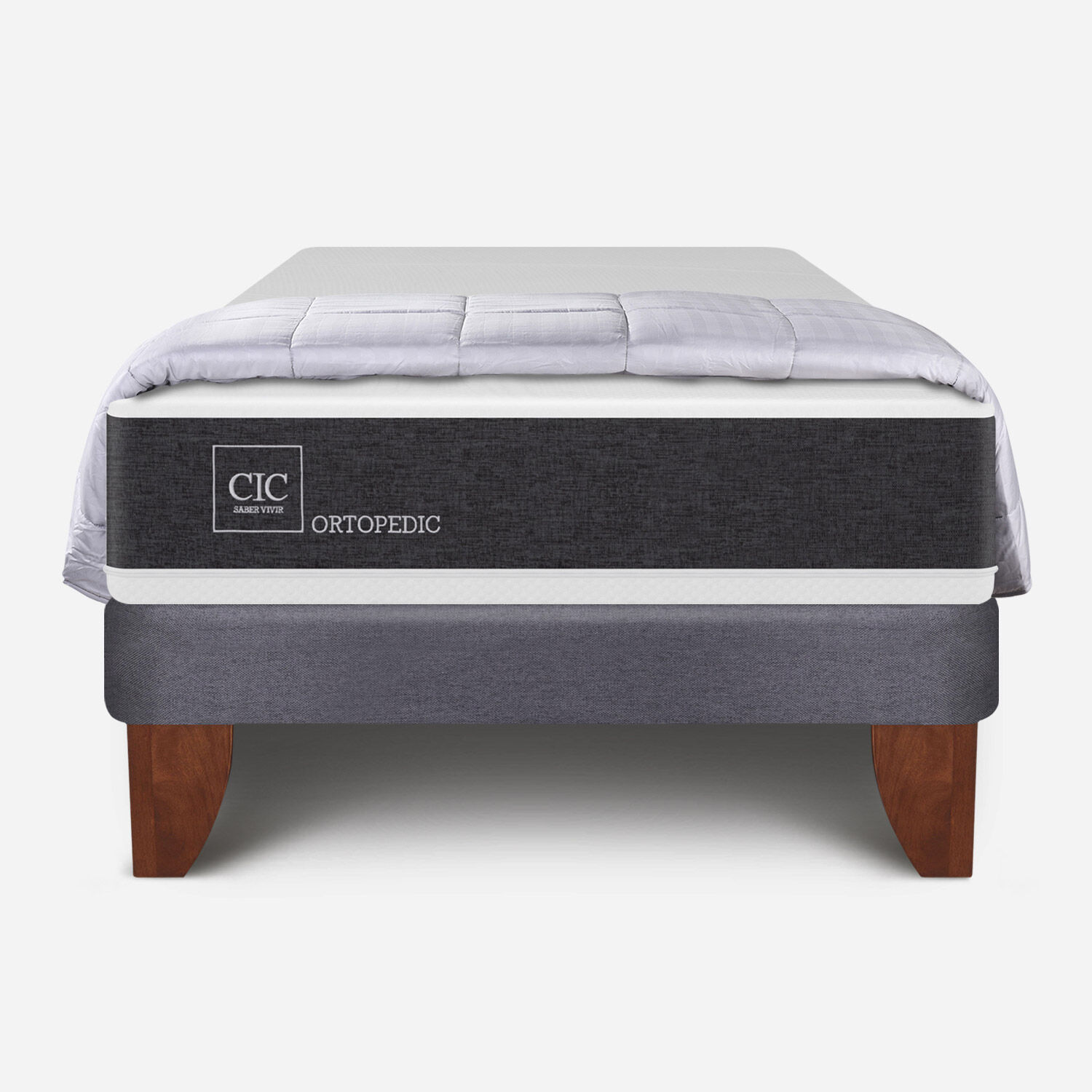 Cama Europea 1,5 Plazas Ortopedic + Plum&oacute;n