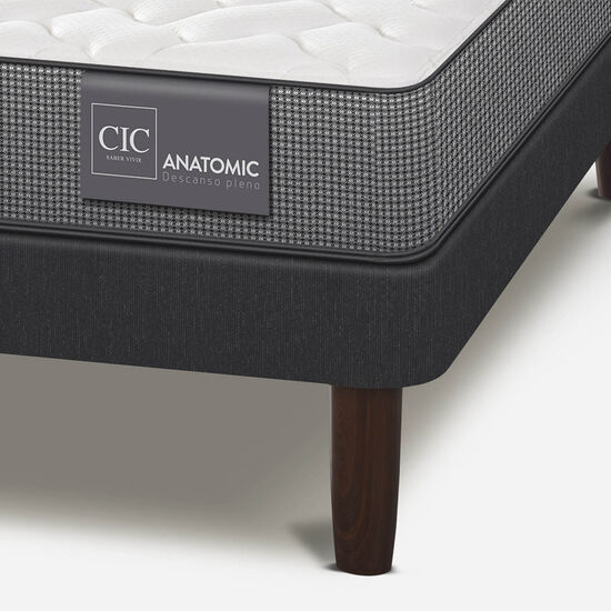 Cama Europea 2 Plazas Base Dividida Anatomic + Veladores Múnich