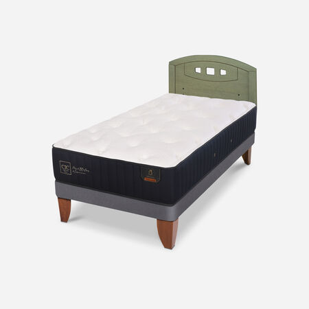 Cama Europea 1,5 Plazas Premium + Respaldo Gales Olivo