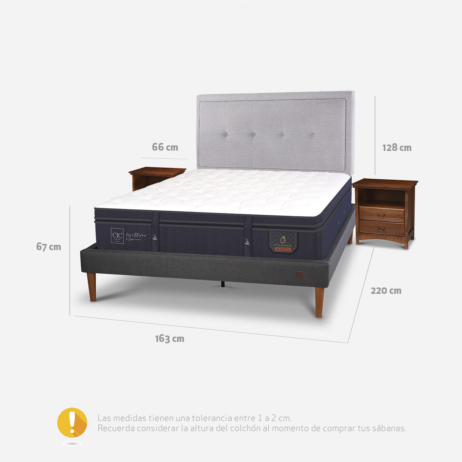 Cama Europea Curve 2 Plazas Super Premium + Set Ganges
