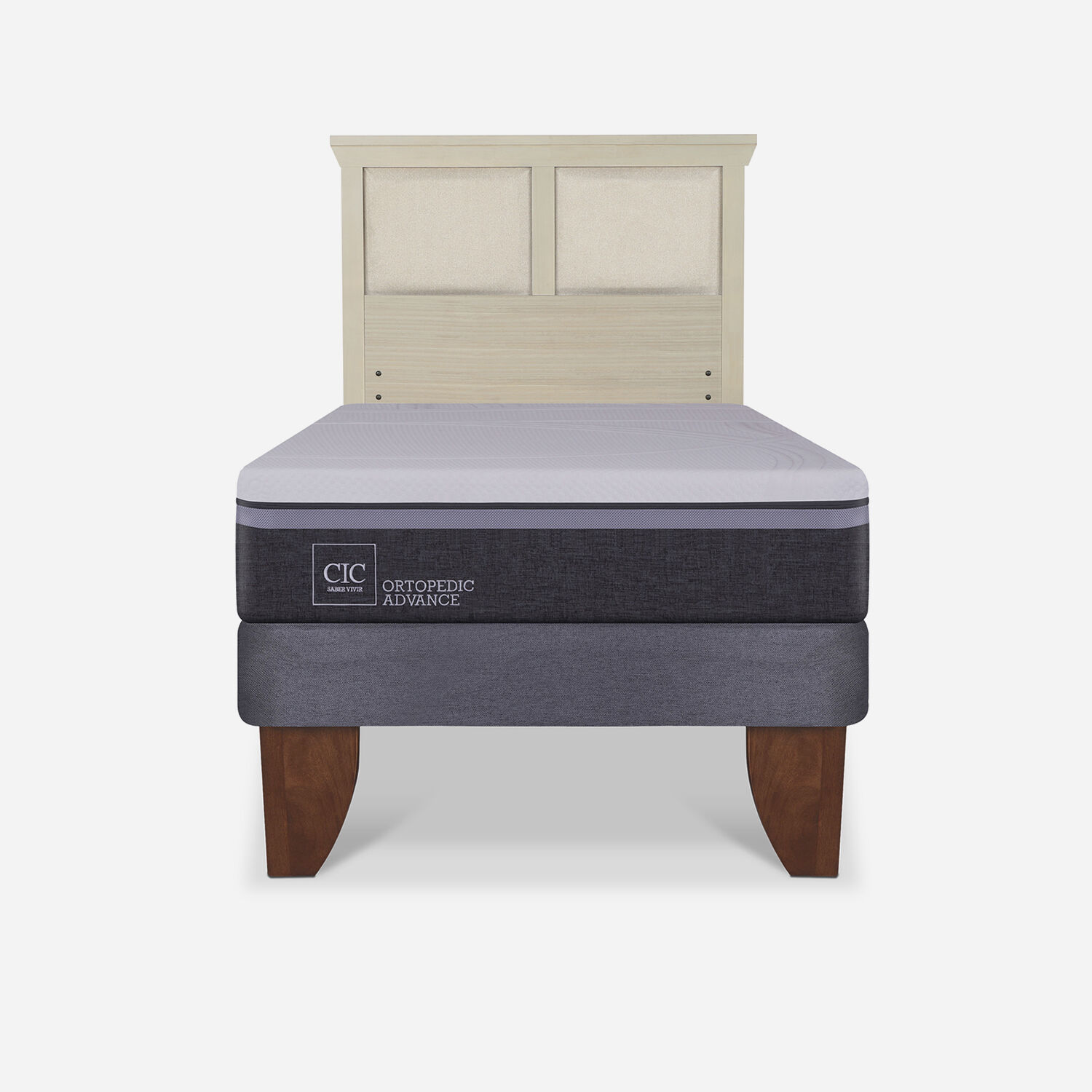 Cama Europea 1,5 Plazas Ortopedic Advance + Respaldo Torino Alpino